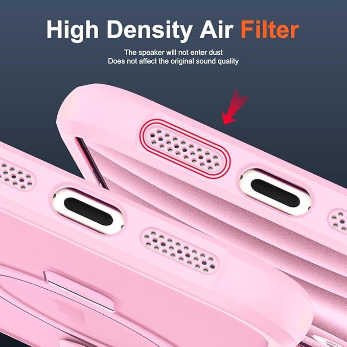 Compatible with iPhone 16 Pro Case with Invisible Magnetic O-Ring Stand Military-Grade Translucent Case for iPhone 16 Pro 6.3" [Compatible with Mag-Safe][Great Grip Feeling], Pink