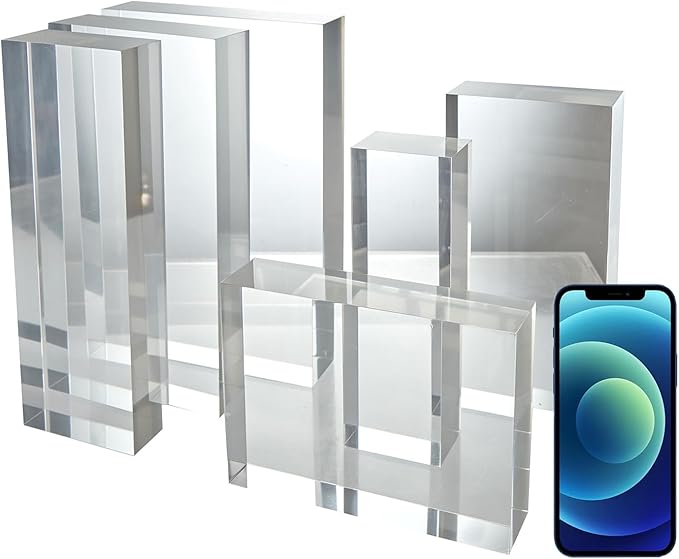 CiaoHER 2in Thickness Solid Acrylic Cube Display Block Clear Polished Pedestal Stand Riser Solid Base 2" x 4" x 12", 1 Pack