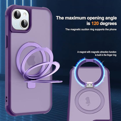 Compatible with iPhone 11 Case with Invisible Magnetic O-Ring Stand Military-Grade Translucent Case for iPhone 11 6.1" [Compatible with Mag-Safe][Great Grip Feeling], Purple