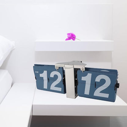 Retro Flip Down Clock,Automatic Digital Clock Auto Pager Turning Clock Creative Desk Deco,Flip Clock for Home Office Digital Mechanical Desk Clock WTh Internal Gear (Silver Stand