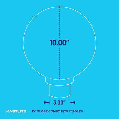 KASTLITE Lamp Post Globe Combo Lighting Fixture | 10" White Acrylic Lens with White Fitter & Twist Lock Mounting | Fits 3" Diameter Posts (Not Included) | Comes with with 5000K LED Bulb