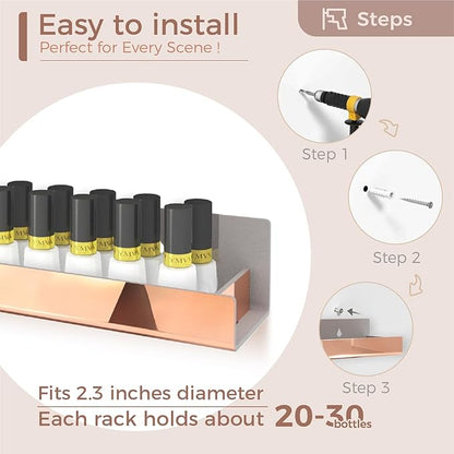4 Pack 15 Inch Rose Gold Reflective Acrylic Shelves, Rose Gold Floating Shelves, Modern Sunglasses Essential Oil Picture Ledge Display Toy Storage Shelf