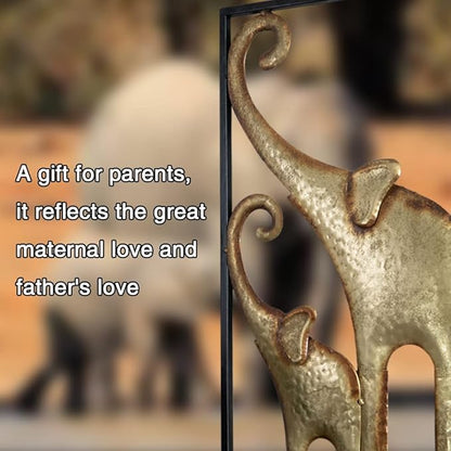 HKaikzo Set of 2 Elephant Wall Decor, African Wall Decor, Gold Elephant Wall Art, Animal Decorations for Living Room, Modern Metal Decor(11.8x27.6in)