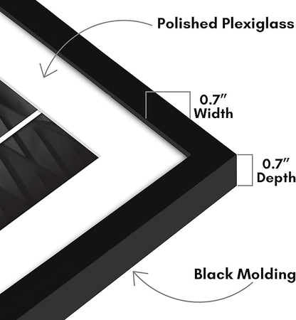 Americanflat 28x28 Picture Frame with Polished Plexiglass - Use as 24x24 Frame with Mat or Display 28x28 Photo Without Mat - Streamline Collection - Thin Border Square Frames for Wall Display - Black