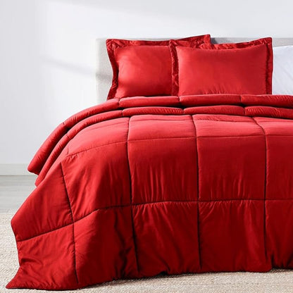 PeachSkinSheets Night Sweats: The Original 1500TC Soft Super Queen Oversized Comforter Set Red Velvet