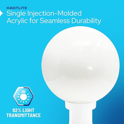 KASTLITE Lamp Post Globe Combo Lighting Fixture | 10" White Acrylic Lens with White Fitter & Twist Lock Mounting | Fits 3" Diameter Posts (Not Included) | Comes with with 5000K LED Bulb