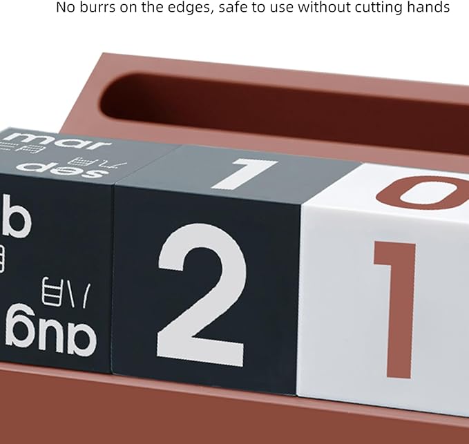 Block Calendar for Desk, Daily Desktop Perpetual Desk Calendar, Cute Date Display Blocks Desk Accessory for Home Office Decor, Teacher, Classroom, Reusable Yearly (Red, With phone holder)