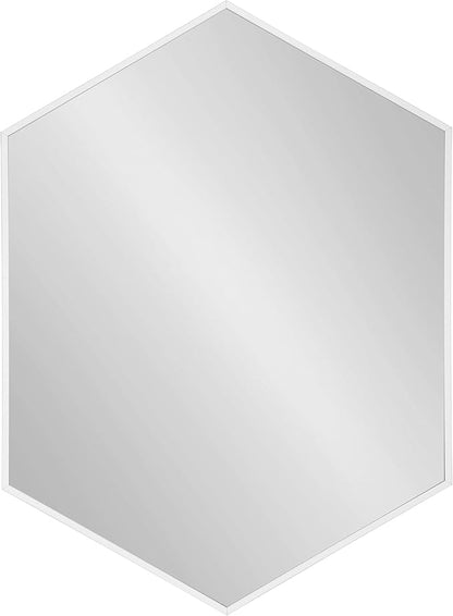 Kate and Laurel Rhodes Modern Hexagon Wall Mirror, White, 31x22-Inches