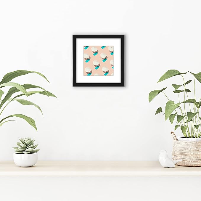 Americanflat 6x6 Picture Frame with Shatter-Resistant Glass - Use as 4x4 Frame with Mat or Display 6x6 Photo Without Mat - Streamline Collection - Square Frames for Tabletop or Wall - Black