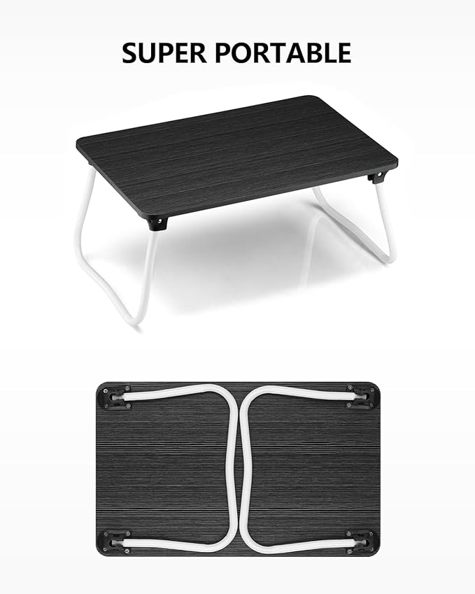 Portable Lap Desk Bed Desk Lap Table Bed Table, Laptop Stand Breakfast Serving Tray, Foldable & Lightweight Mini Table, Lap Tablet Desk for Sofa Couch Floor - - Black