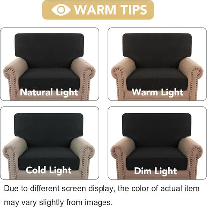 H.VERSAILTEX Multi-Pieces Chair Covers Stretch Couch Covers Form Fitted Seat and Back Cushions Covers (1 Seat Cover Plus 1 Back Cusion Cover, Bonus 2 Armrest Covers), Black