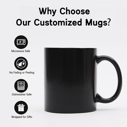 Custom Coffee Mug, Customizable Coffee Cups with Pictures Personalized Ceramic Mug for Gifts Novelty Personalized Mugs for Friends (Black)