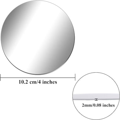 Aneco 6 Pack Acrylic Mirrors - Non Glass, Self Adhesive Round Mirror Wall Stickers for Home Decor, 4 Inches (Thickness 2 mm)
