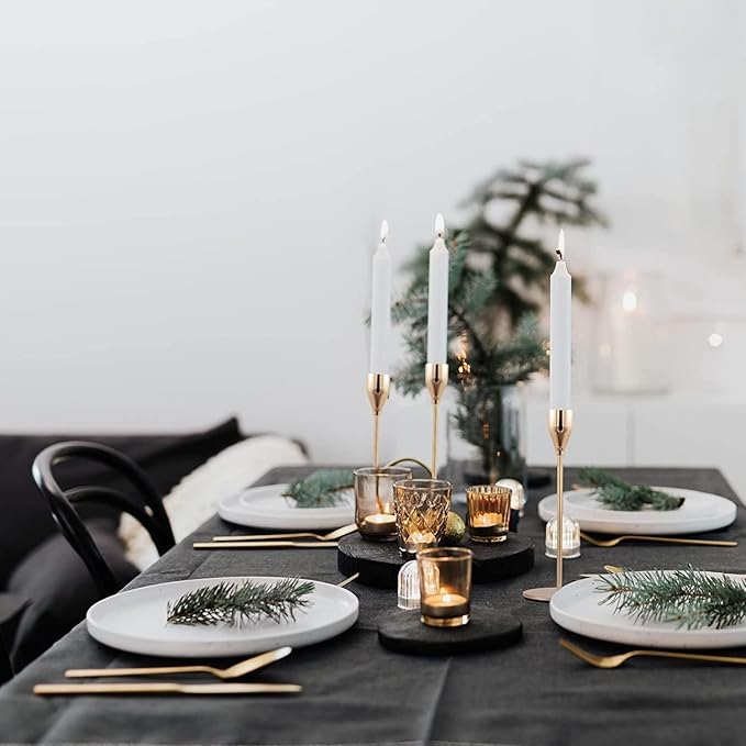 Set of 6 Candlestick Holders Gold Taper Candle Holders Tall Candle Sticks Holder Decor for Christmas, Wedding, Dinning, Anniversary, Party, Holiday