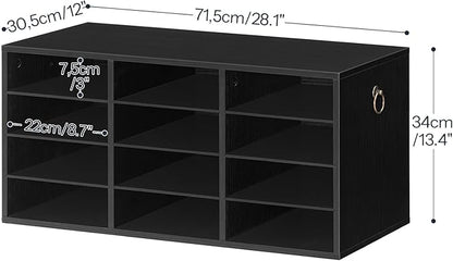 HOOBRO Countertop Mail Sorter, Wooden Literature Organizer, Student Mailbox for Classroom, Desktop Organizer for Office Home School, 12 Compartments Black BK43WF01