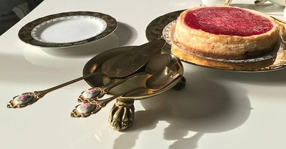 Plated Brass Clawfoot Dish - Candle Tray - Vintage Decor - Brass Candle Holder - Pedestal Tray - Candle Ring Trinket Dish