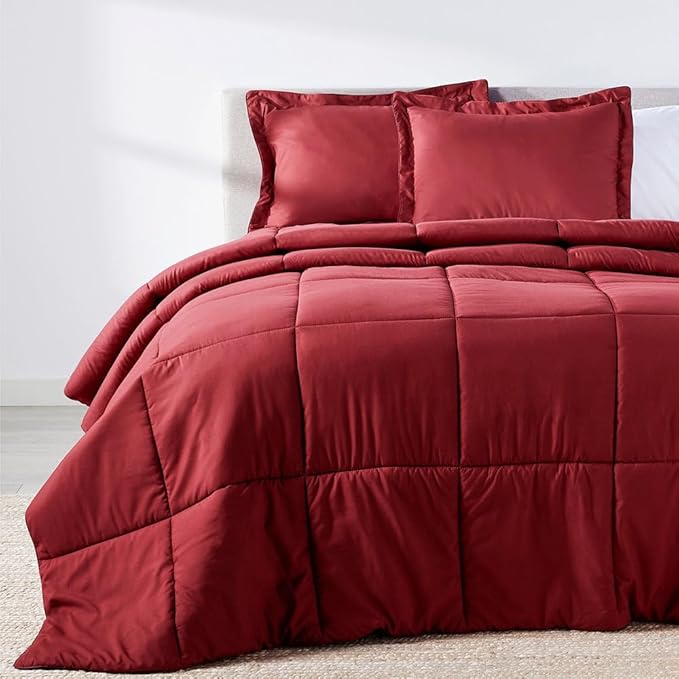 PeachSkinSheets Night Sweats: The Original 1500TC Soft Super Twin/XL Twin Oversized Comforter Set Deep Crimson Red