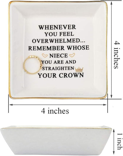 JoycuFF Inspirational Niece Gifts Ring Trinket Dish for Birthday Chrismas-Bestie Gift for Niece from Auntie