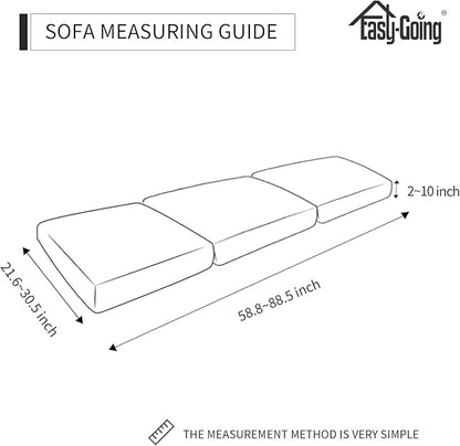 Easy-Going 100% Waterproof Chair Sofa Seat Cushion Slipcovers Couch Cushion Cover Stretch Furniture Protector for Kids, Pets (3-Piece Sofa Cushion, Grayish Green)
