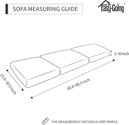 Easy-Going 100% Waterproof Chair Sofa Seat Cushion Slipcovers Couch Cushion Cover Stretch Furniture Protector for Kids, Pets (3-Piece Sofa Cushion, Black)