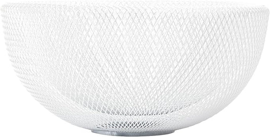 IBWell Metal Wire Woven Fruit Storage Bowl Basket for Kitchen, Large Black Mesh Fruit Stand, for Apple, Pineapple, Banana, Orange, Lemon, Pear, Strawberry, Watermelon (White, Large)