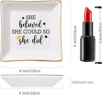 Congratulations Gifts for Women - She Believed She Could So She Did Trinket Jewelry Dish, High School College Graduation Gifts for Her New Job Gifts Inspirational Spiritual Motivational Gift