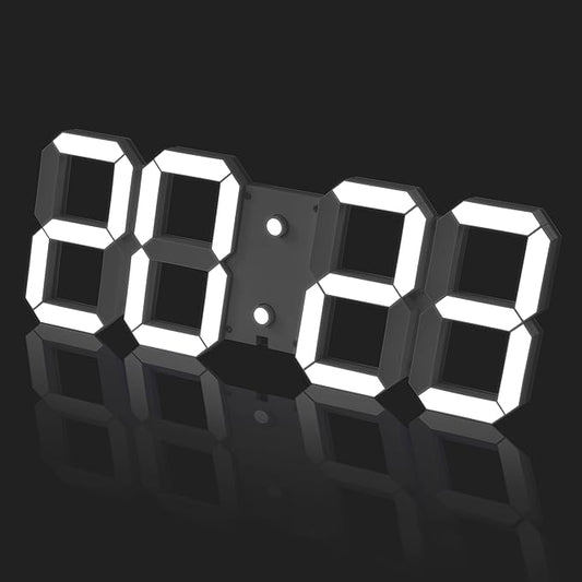 3D Digital Wall Clock 17" with Remote Control,Led Clock Adjustable Brightness Timer 12/24 Hr Time/Date/Temperature for Living Room/Office/Restaurant