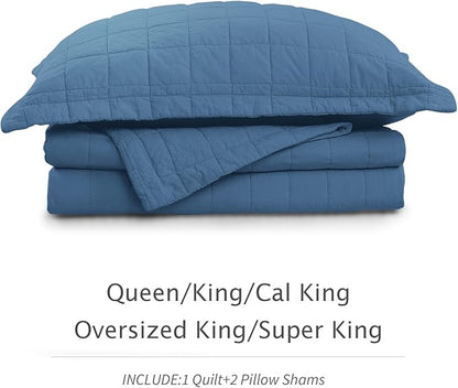 Quilt Bedding Set King Size - Cotton Soft Lightweight Bedspread Quilts Comforter Coverlet Sets Geometric Pattern with 2 Pillow Shams for All Season, 98x106 inches