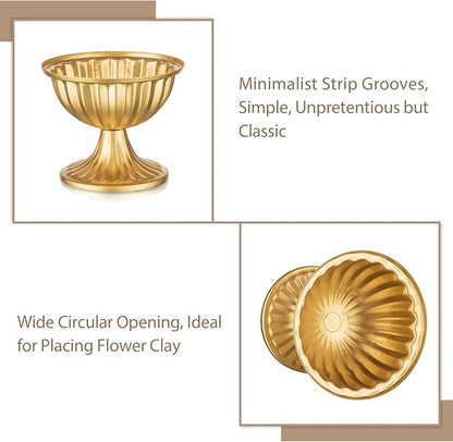 Sziqiqi Gold Flower Arrangement Pots for Centerpiece Table Decorations Metal Vase Urn Planter Decor for Home Wedding Party Christmas (3.7IN-10PCS, Gold)
