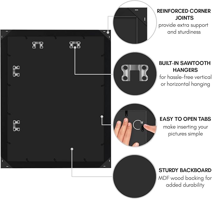 Americanflat 18x24 Poster Frame with Polished Plexiglass - Black Picture Frame - Wide Photo Frames Made of Engineered Wood for Vertical or Horizontal Wall Display - Epic Collection - Black