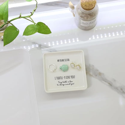 HOME SMILE Turtle Ring Dish Tray-Sister Gifts Birthday Mothers Day,Soul Sister Friend Gifts for Women Girls Presents,I Turtley Love You Gifts