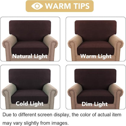 H.VERSAILTEX Multi-Pieces Chair Covers Stretch Couch Covers Form Fitted Seat and Back Cushions Protectors (1 Seat + 1 Back + 2 Armrest Covers), Chocolate