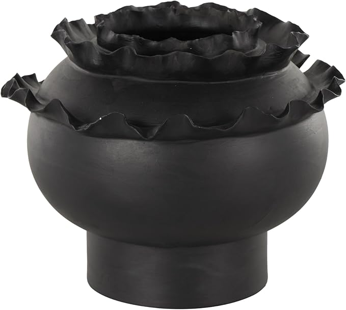 Deco 79 Ceramic Abstract Decorative Vase Floral Inspired Centerpiece Vase, Flower Vase for Home Decoration 12" x 12" x 9", Black