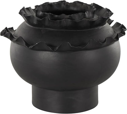Deco 79 Ceramic Abstract Decorative Vase Floral Inspired Centerpiece Vase, Flower Vase for Home Decoration 12" x 12" x 9", Black
