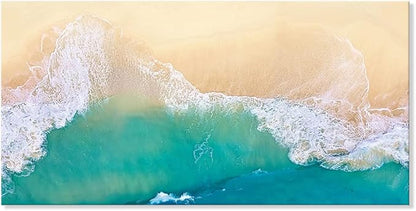 Goldfoilart Beach Canvas Wall Art Ocean Sea Waves Wall Decor Coastal Photography Framed Artwork for Bedroom Bathroom Living Room Ready to Hang 20" x 40"