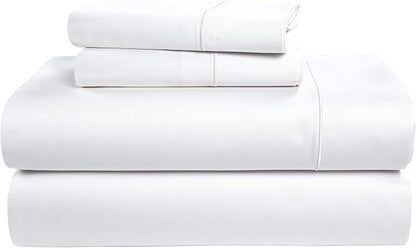 LANE LINEN Ultra Soft Queen Size Sheets Set,100% Egyptian Cotton Mercerized Fully Elasticized with French Seam on Fitted Hotel Like Thick Luxury Bed Sheets Queen Size - Brilliant White