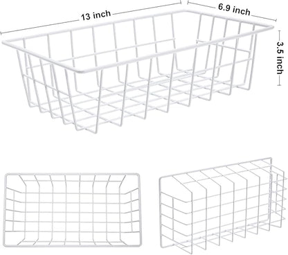 Orgneas Freezer Organizer Bins Metal Wire Storage Baskets for Upright Refrigerator Chest Freezer, Kitchen Pantry Storage and Organization for Fruit Vegetable Soda Cans Toys and Snacks, Set of 4