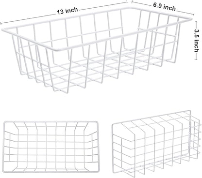 Orgneas Freezer Organizer Bins Metal Wire Storage Baskets for Upright Refrigerator Chest Freezer, Kitchen Pantry Storage and Organization for Fruit Vegetable Soda Cans Toys and Snacks, Set of 6