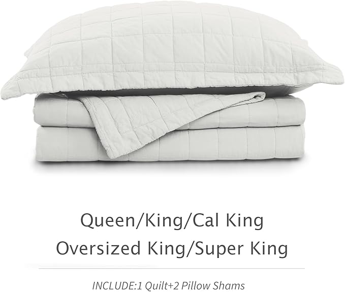 100% Cotton Quilt Sets Oversized King Size - Soft Lightweight Quilt for Bed Bedding Set for Bedroom Decor-Bedspread in Geometric Pattern with 2 Pillow Shams for All Season, 120x120 inches
