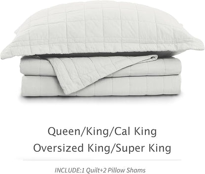 100% Cotton Quilt Sets King Size - Soft Lightweight Quilt Bedding Set for Bedroom Decor- Bedspread in Geometric Pattern with 2 Pillow Shams for All Season, 98x106 inches