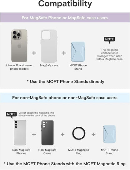 MOFT Magnetic Wallet Stand Compatible with iPhone 17/16/15/14/13/12 Series, Angle Adjustment & Magsafe Compatible MOVAS Phone Stand,Soothing Mist