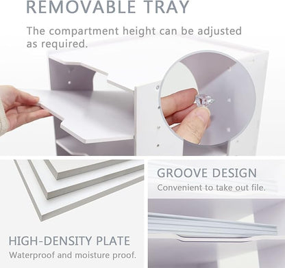 SONGWAY File Organizer for Desk - 7 Tier Document Holder with Removable Shelves, Letter Mail Rack, File Sorter Organizer, A4 Paper Storage Holder, Desktop Organizer for Home Office School, White