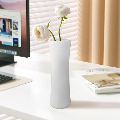 12Inch Tall White Ceramic Flower Vase,Home Decor White Vases for Pampas Grass,Textured Modern Vases for Living Room Decorations,Shelf,Table Centerpieces,Farmhouse Small Ceramic Vase