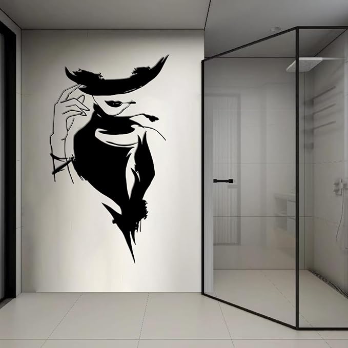 YDONVTI Elegant Lady Metal Wall Decor, Modern Woman Face Metal Wall Decor, Minimalist Female Line Wall Art, Modern Line Art for Bathroom Living Room Bathroom Office (Silver, 30"x17"/76x43cm)