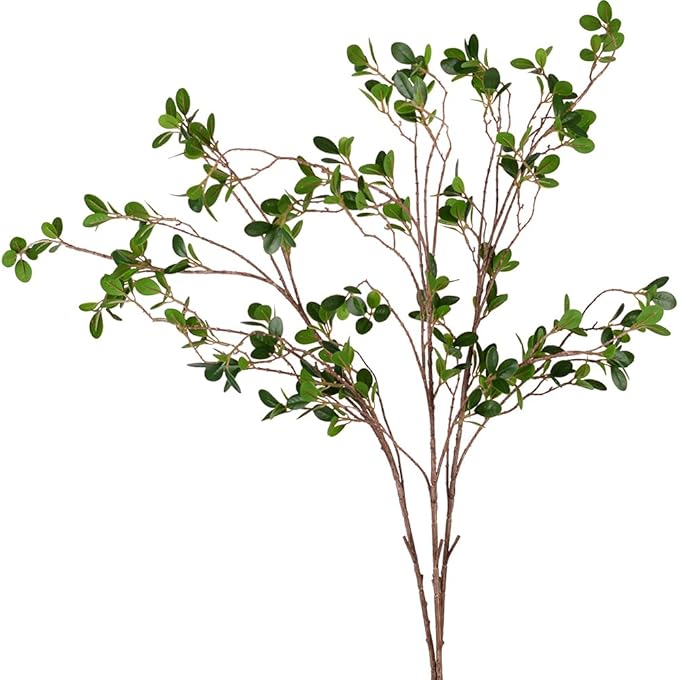 HANDIC 3 Pcs Faux Stems Artificial Branches for Vase Greenery Stems Faux Branches for Vase Plant Artificial Eucalytus Branches Plants (45"/Each Branch) (3, Green)