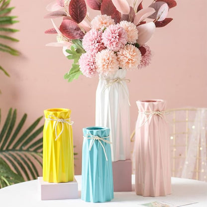 Ceramic Flower 9.5" H x 3.9" W Pink Vase Modern Home Decor Vases for Centerpieces Minimalist Farmhouse Cute Decorative Vases Flowers Tulip Pampas Grass Vase for Table Bathroom Shelf
