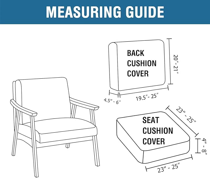 H.VERSAILTEX Chair Slip Covers with Arms 2 Piece Sofa Covers Super Stretch Cushion Covers for Modern Living Room Chair Soft Accent Chair Cover(Seat Cushion Cover Plus Back Cushion Cover, Ivory)