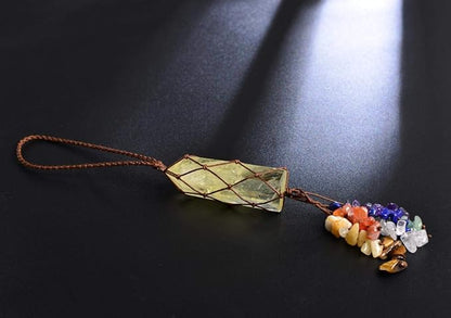 Home Decor Hanging Ornaments Natural Citrine Chakra Ornaments Gemstones Reiki Feng Shui Ornament Window Car Ornament