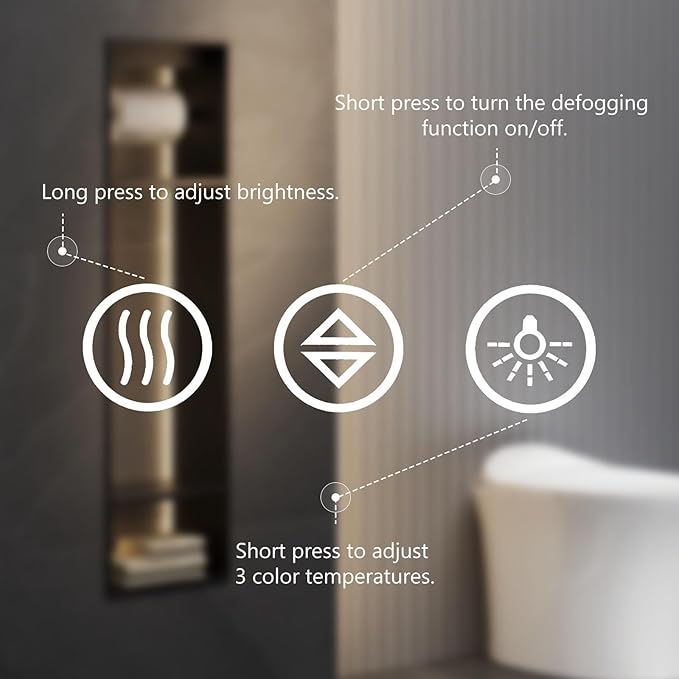 Sweetcrispy 24.1"x36.1" Smart Anti-Fog LED Bathroom Mirror with Front Light & Backlit, 3 Color Temperatures, Dimmable, Memory Function, Rectangle Modern Vanity Mirror