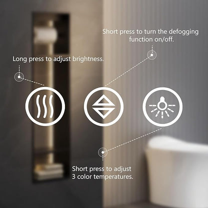 Sweetcrispy 24.1"x36.1" Smart Anti-Fog LED Bathroom Mirror with Front Light & Backlit, 3 Color Temperatures, Dimmable, Memory Function, Rectangle Modern Vanity Mirror